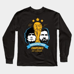 Messi Maradona world cup winners Argentina Long Sleeve T-Shirt